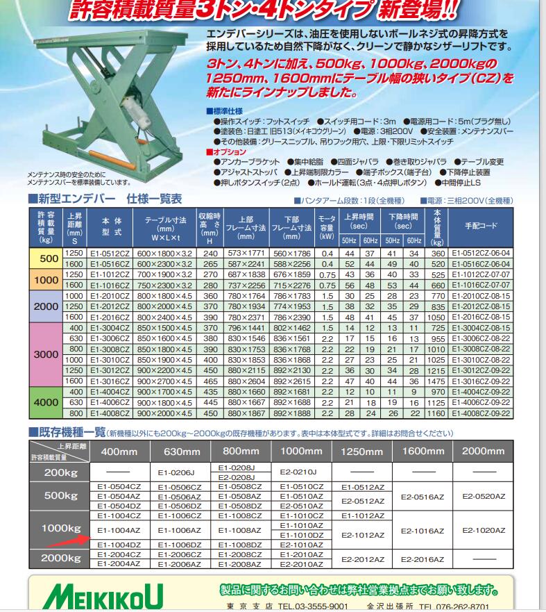 日本MEIKIKOU升降机型号E1-1004AZ-AJ4-F...