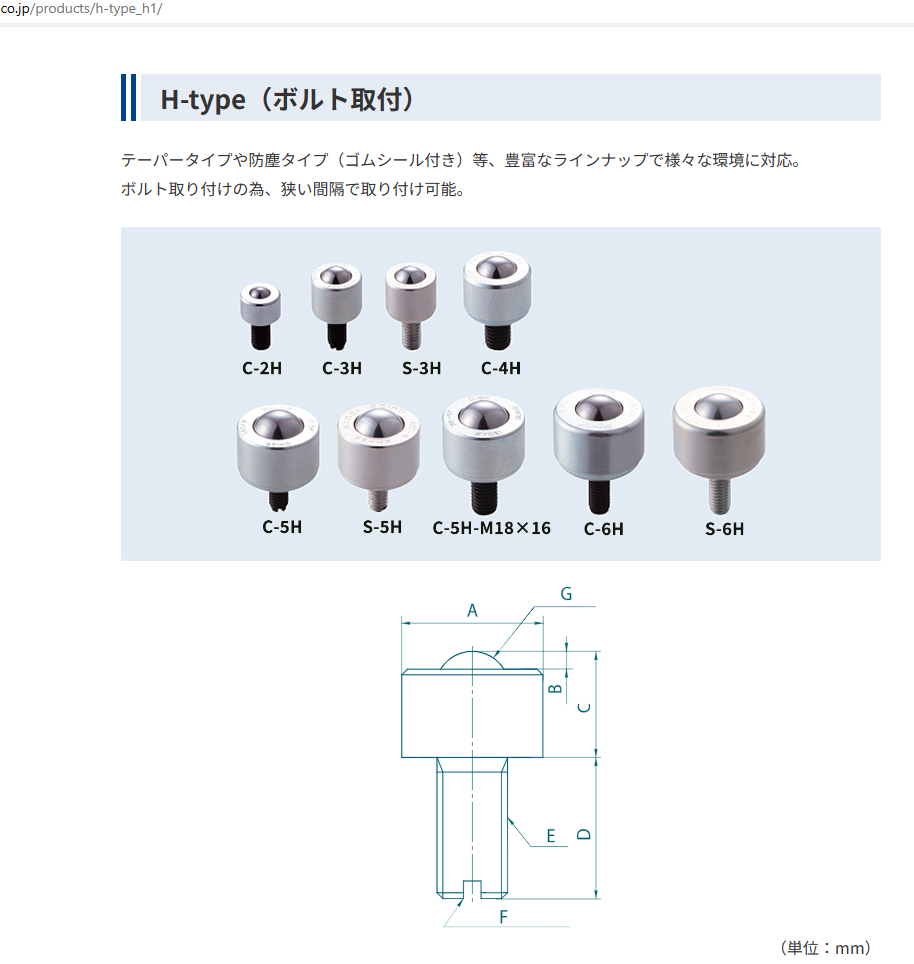 日本福力百亚FREEBEAR万向滚珠型号： C-5H