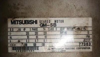 日本三菱减速电机型号GM-SPB-2.2KW-4P-1/15