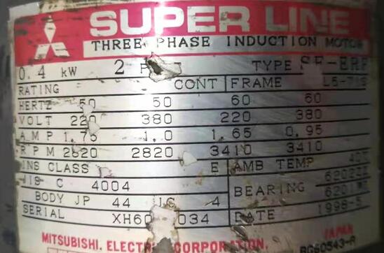 日本三菱马达型号：SF-ERF-0.4KW-2P-380V/...