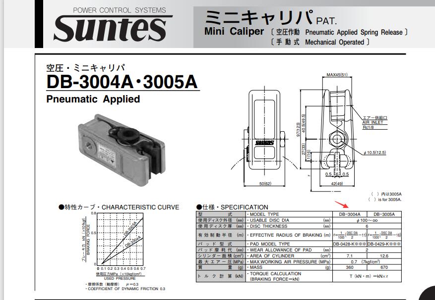 日本SUNTES三阳制动器型号DB-3004A也叫抱闸